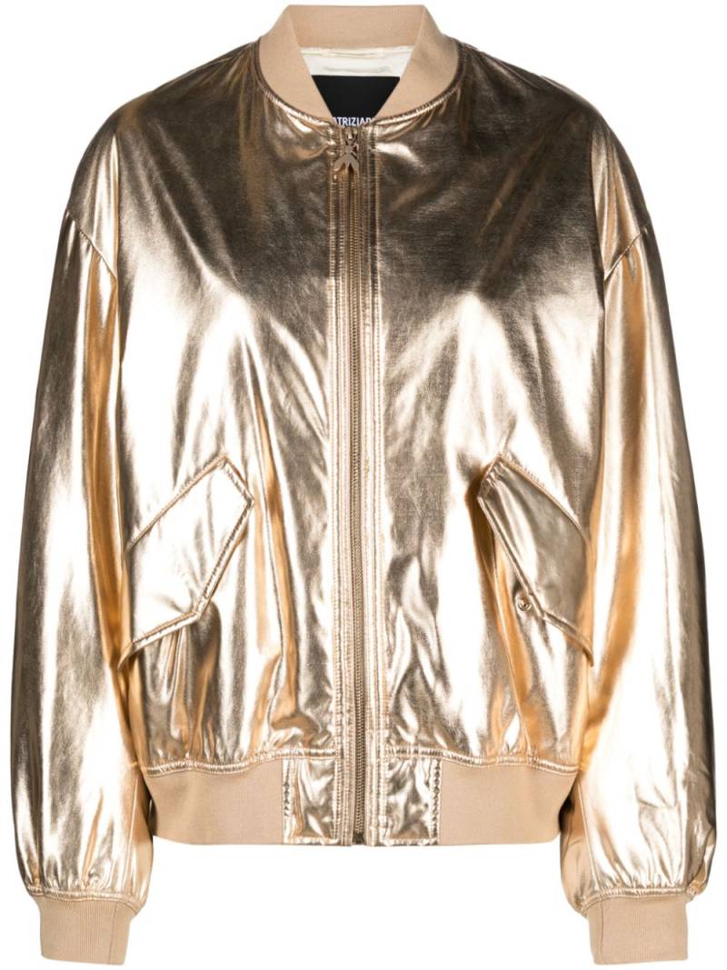 Patrizia Pepe metallic faux-leather bomber jacket - Gold von Patrizia Pepe