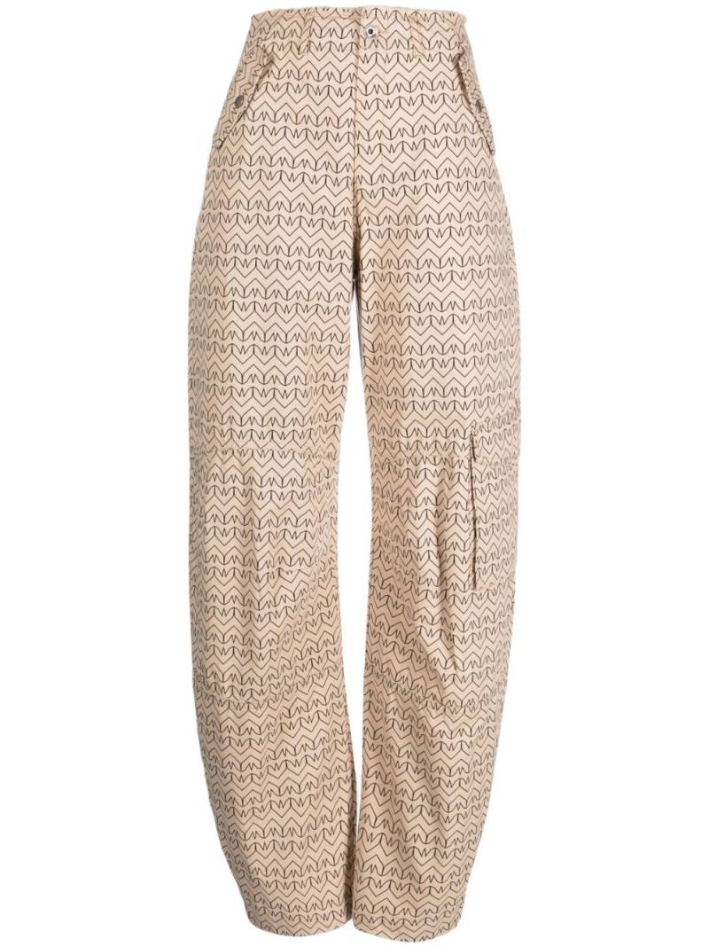 Patrizia Pepe monogram-print cotton cargo trousers - Neutrals von Patrizia Pepe