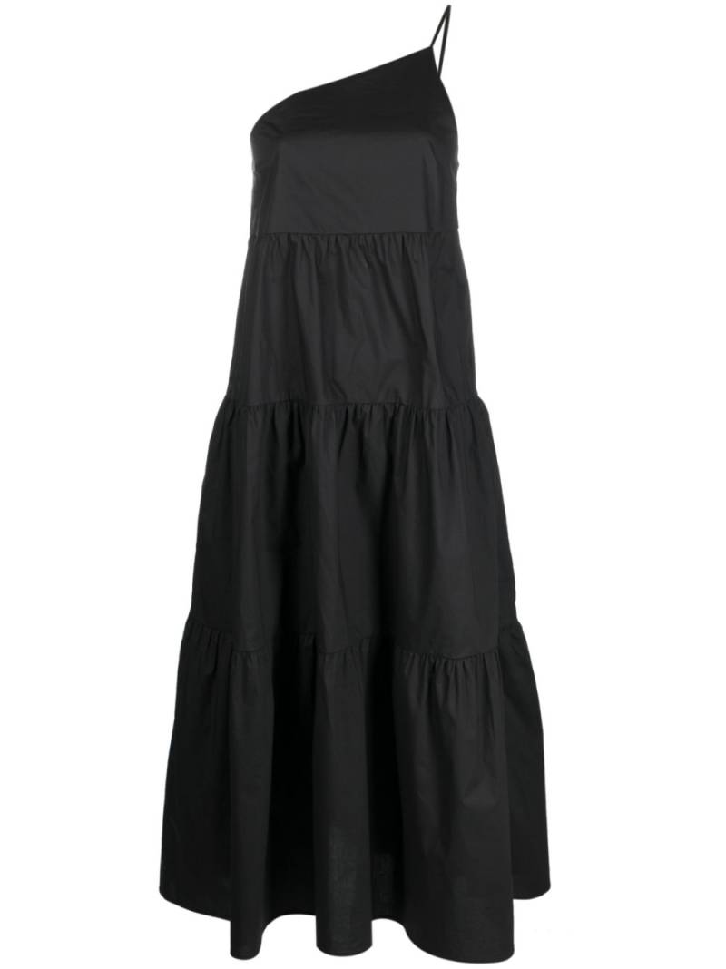 Patrizia Pepe one-shoulder tiered poplin dress - Black von Patrizia Pepe