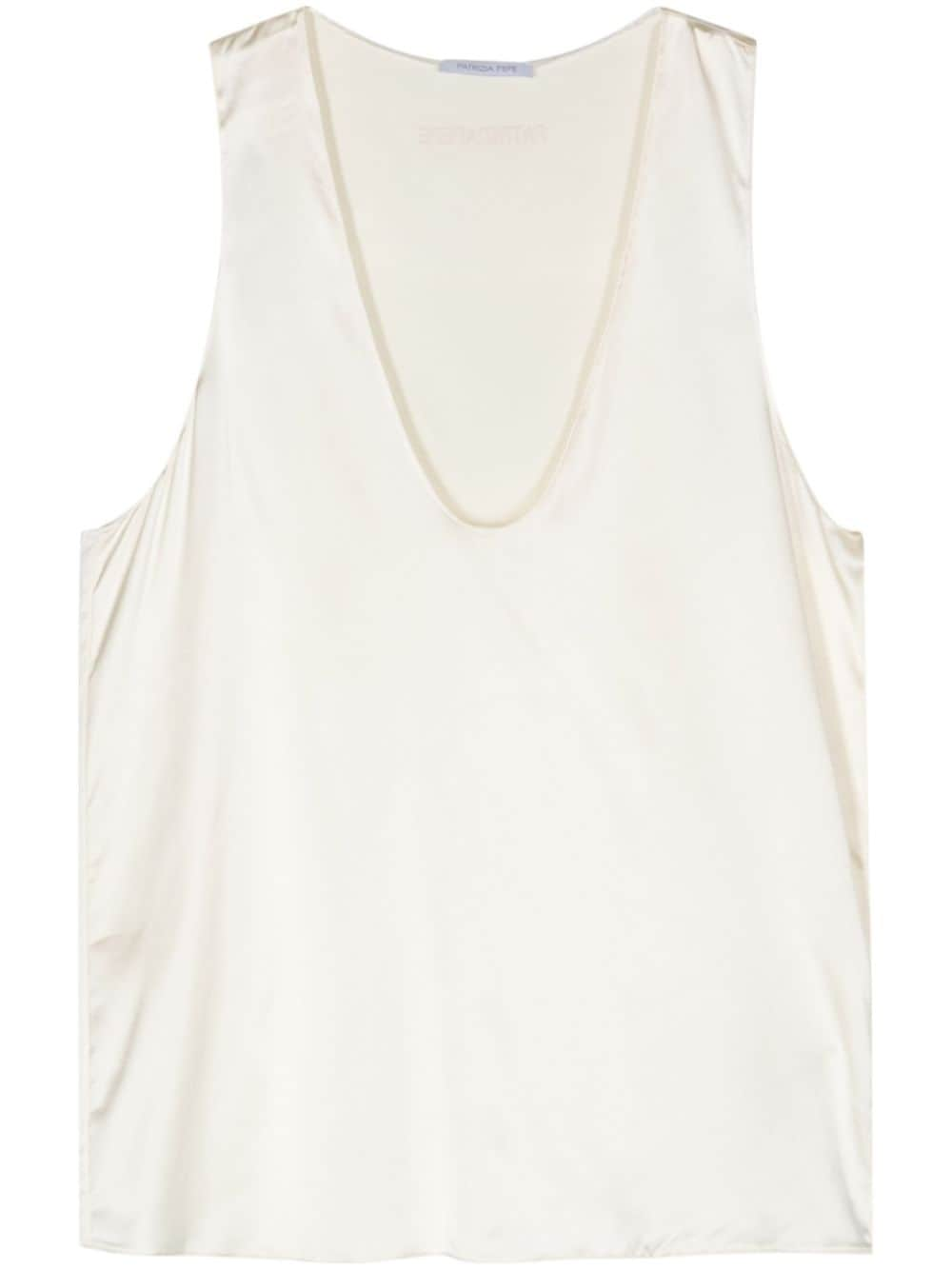 Patrizia Pepe plunging-neck satin top - White von Patrizia Pepe