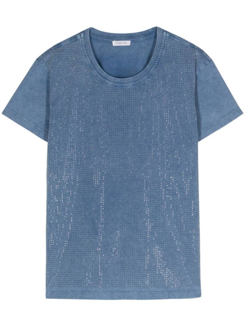 Patrizia Pepe rhinestone-embellished cotton top - Blue von Patrizia Pepe