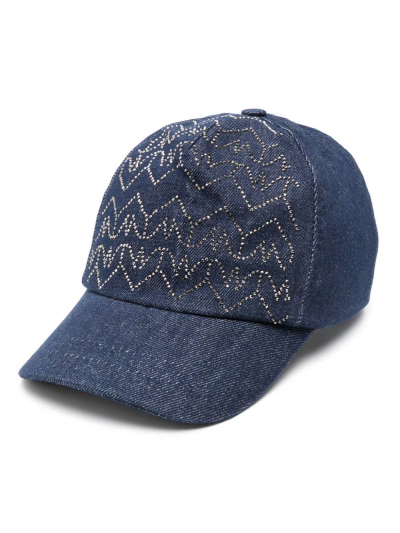 Patrizia Pepe rhinestone-embellished denim cap - Blue von Patrizia Pepe