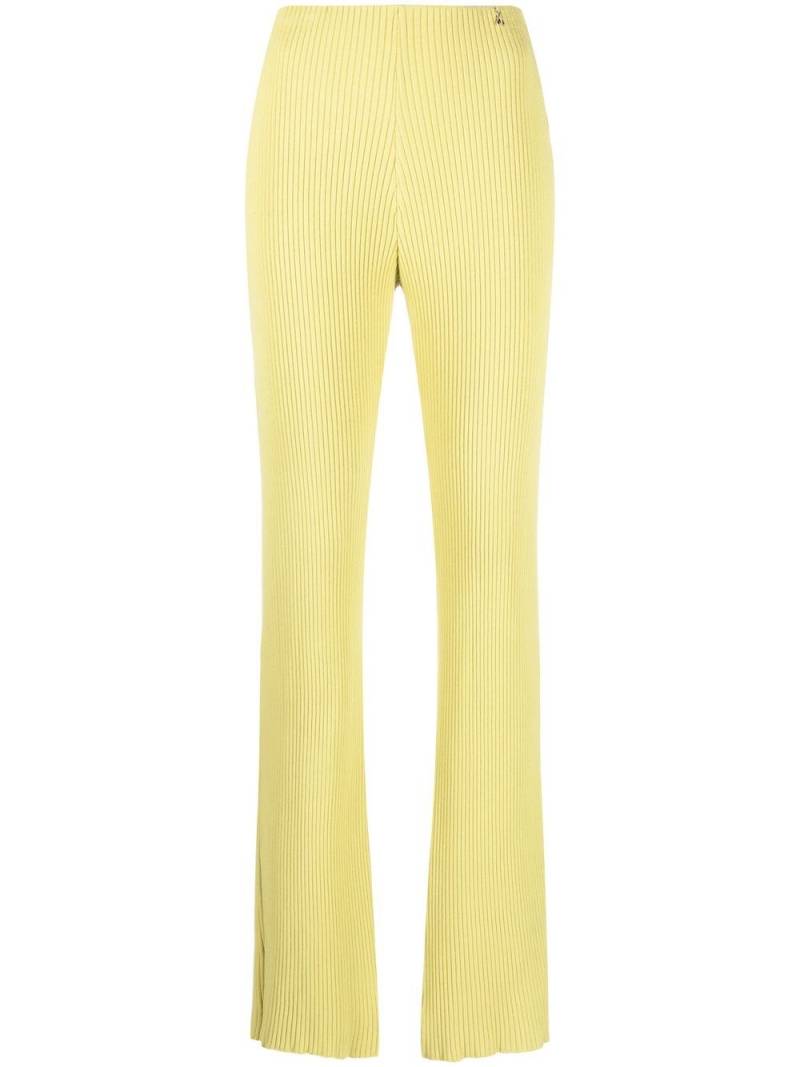 Patrizia Pepe ribbed-knit side-slit trousers - Yellow von Patrizia Pepe