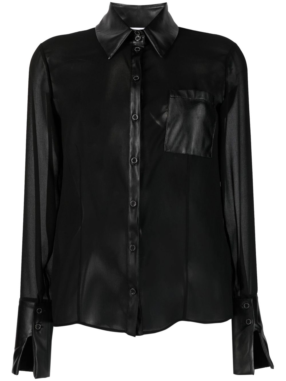 Patrizia Pepe semi-sheer panelled crepe shirt - Black von Patrizia Pepe