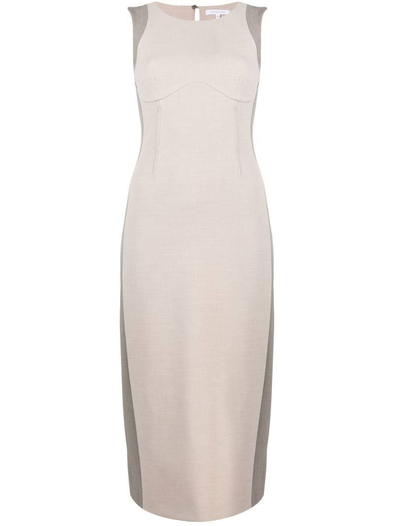 Patrizia Pepe sleeveless contrast-panel midi dress - Neutrals von Patrizia Pepe