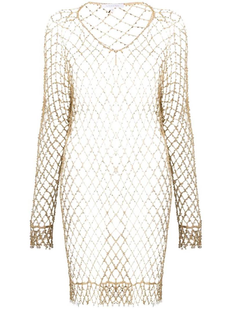 Patrizia Pepe stud-embellished mesh dress - Gold von Patrizia Pepe