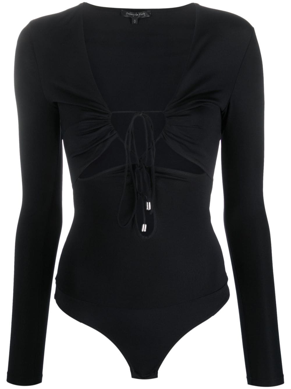 Patrizia Pepe tie-fastening cut-out bodysuit - Black von Patrizia Pepe