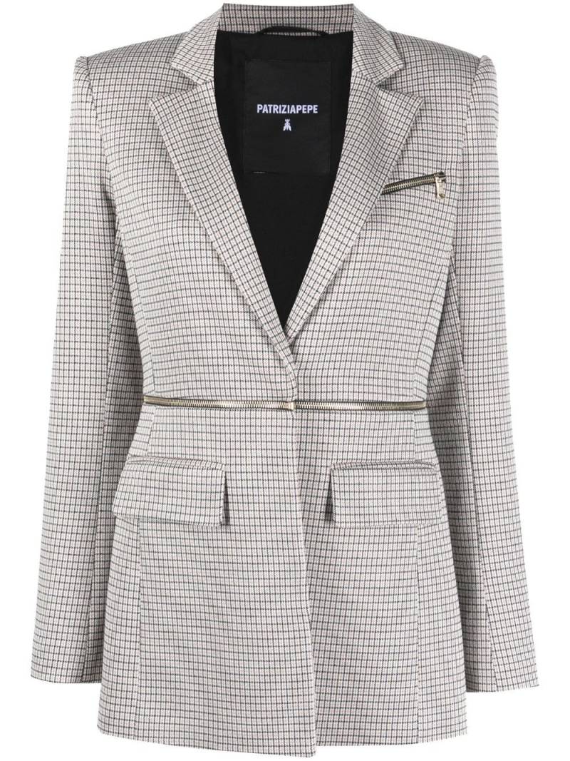 Patrizia Pepe zip-up check-pattern blazer - Neutrals von Patrizia Pepe