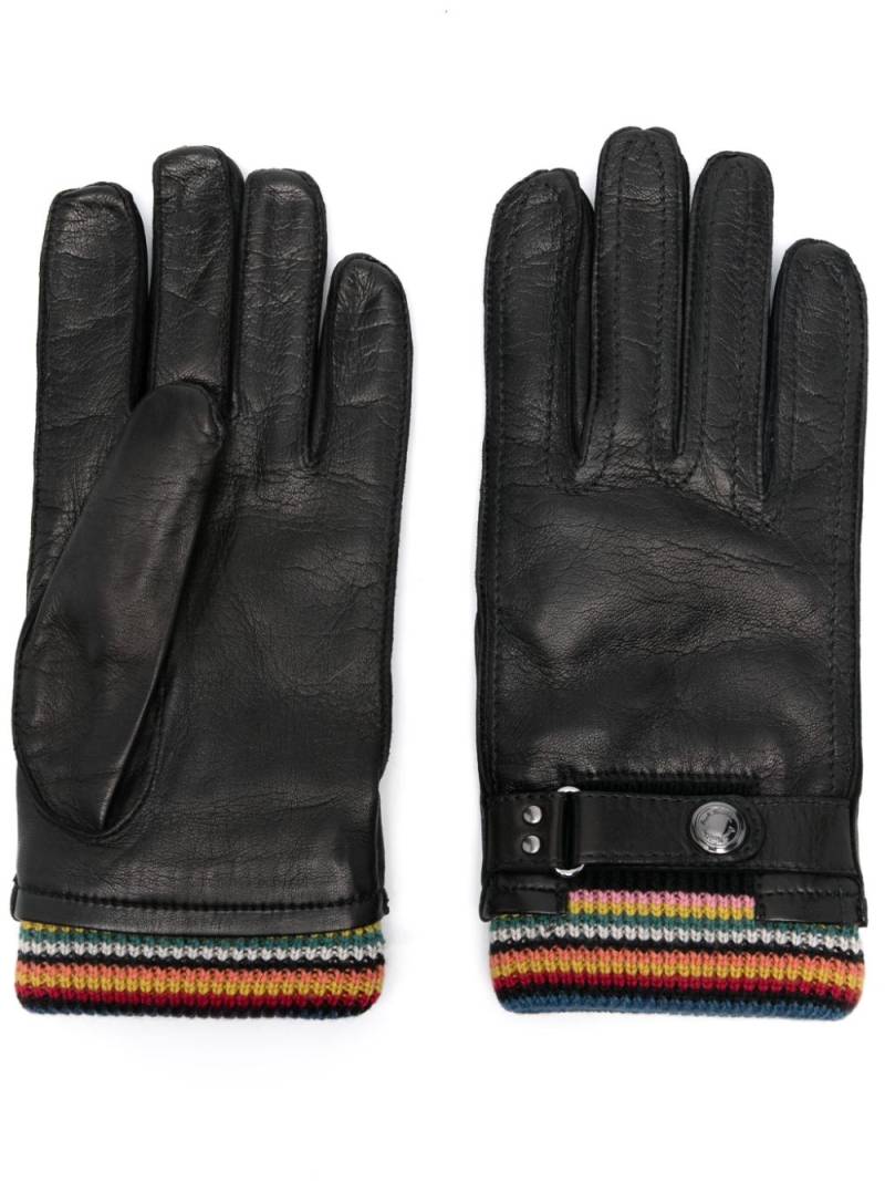 Paul Smith Big Stripe cuff gloves - Black von Paul Smith