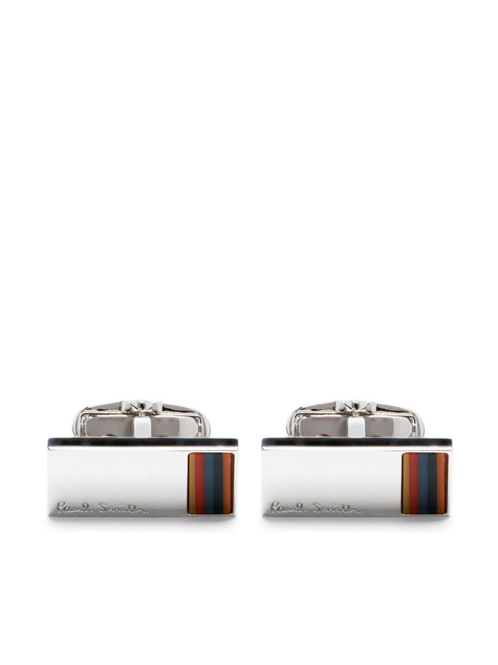 Paul Smith Bright Stripe logo-engraved cufflinks - Silver von Paul Smith