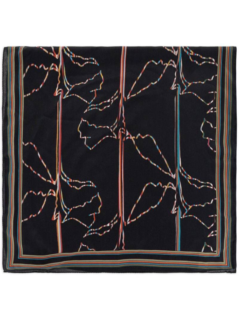 Paul Smith Magnolia-print silk scarf - Black von Paul Smith