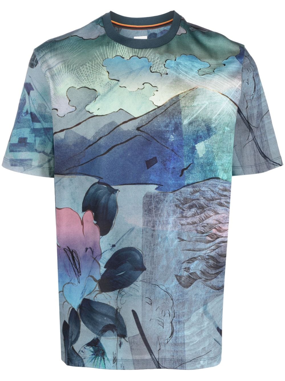 Paul Smith Narcissus-print cotton T-shirt - Blue von Paul Smith