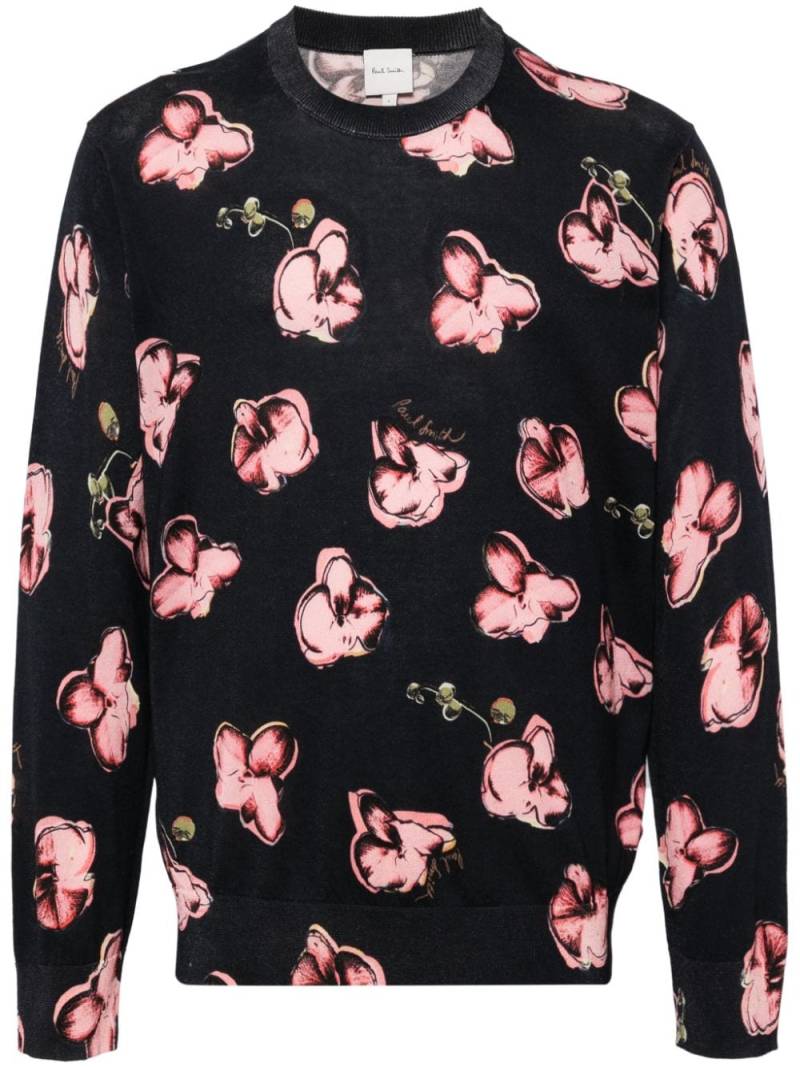 Paul Smith Orchid-print cotton jumper - Blue von Paul Smith