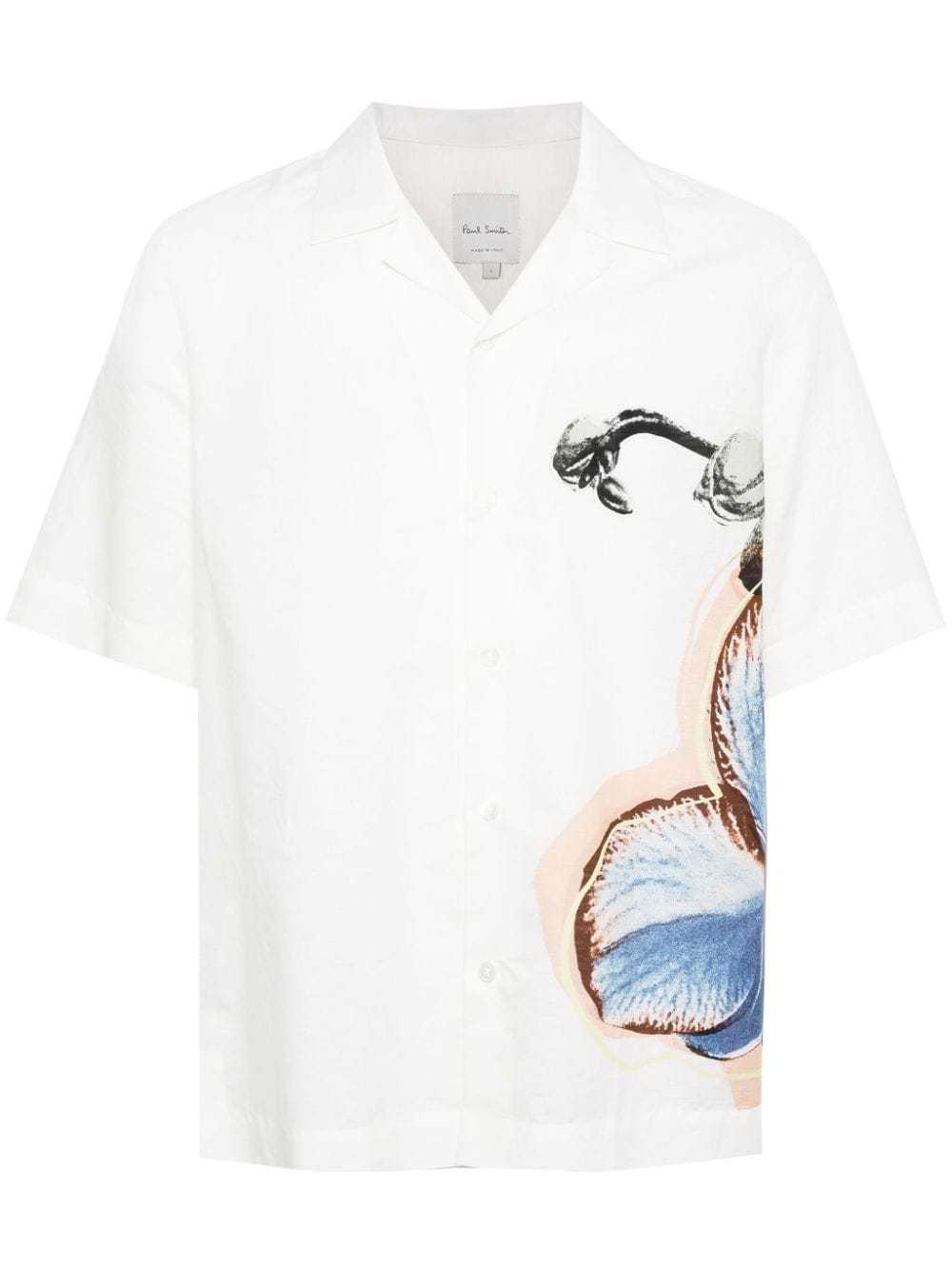 Paul Smith Orchid-print linen shirt - White von Paul Smith