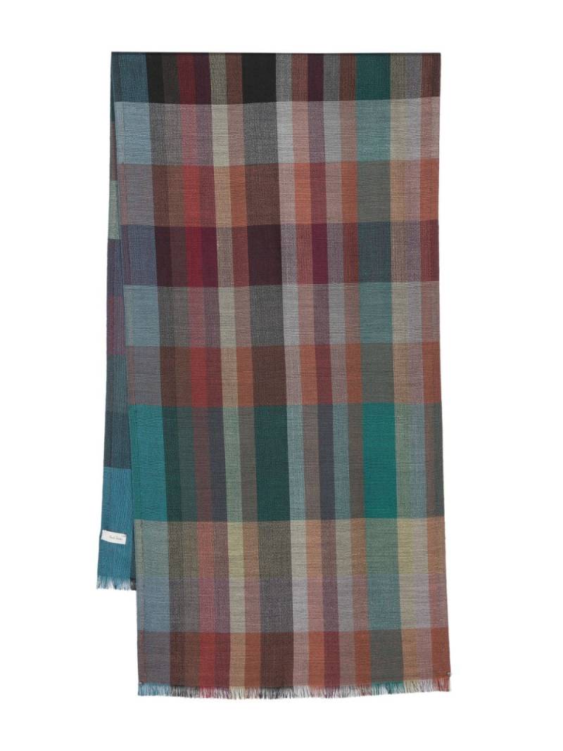 Paul Smith Signature Stripe check scarf - Brown von Paul Smith