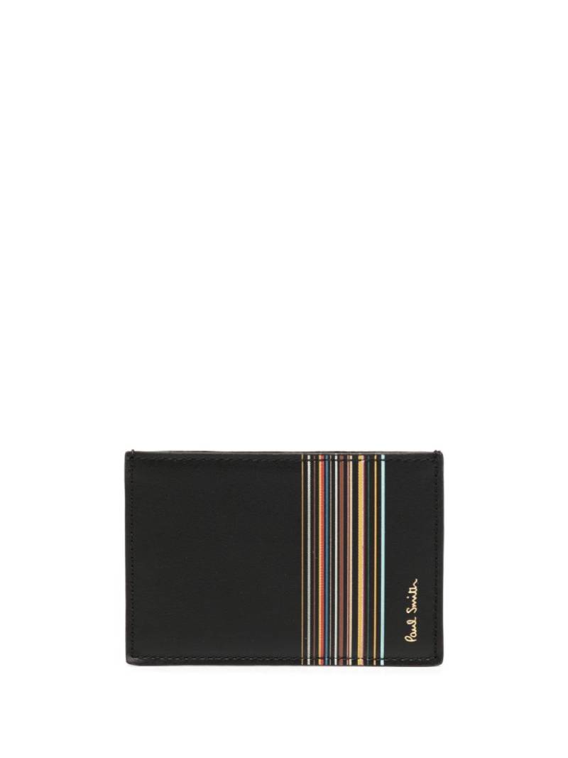 Paul Smith Signature Stripe leather cardholder - Black von Paul Smith