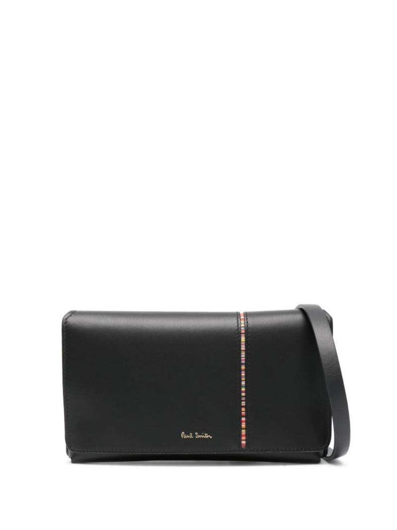 Paul Smith Signature Stripe leather crossbody bag - Black von Paul Smith