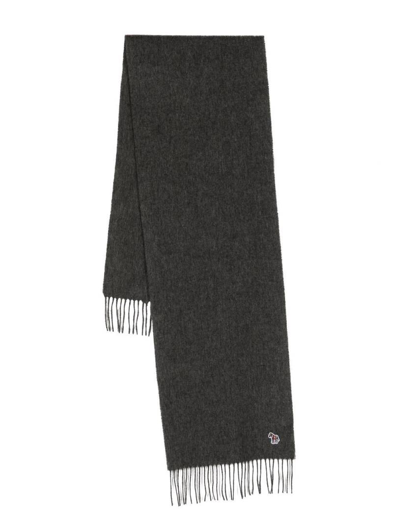 Paul Smith Zebra-patch fringed wool scarf - Grey von Paul Smith