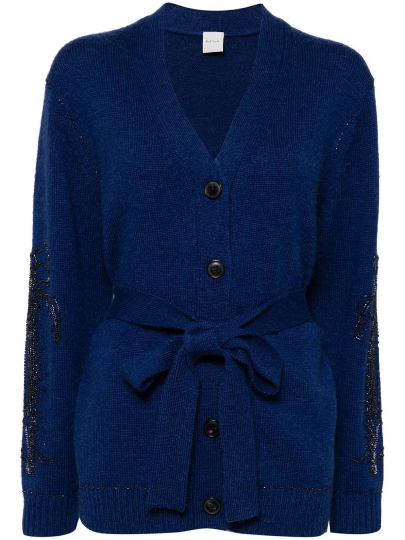 Paul Smith bead-embroidered belted cardigan - Blue von Paul Smith