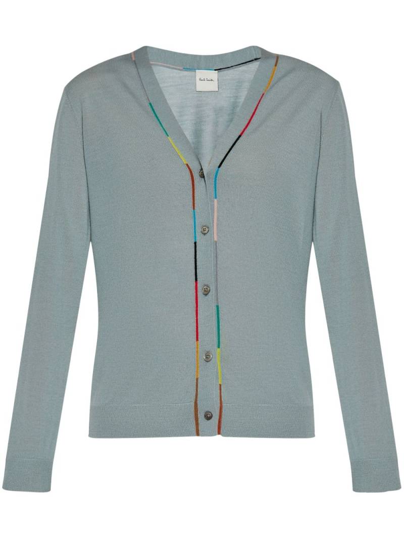 Paul Smith contrast-trim merino cardigan - Blue von Paul Smith