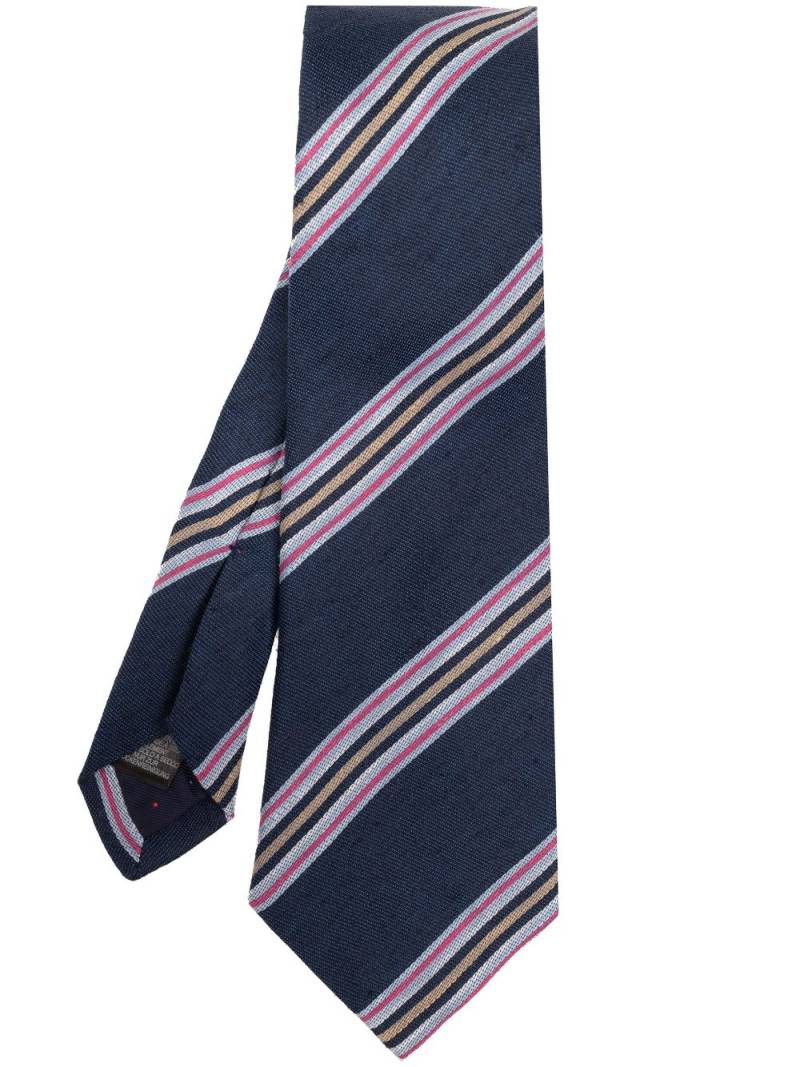 Paul Smith diagonal stripe linen tie - Blue von Paul Smith