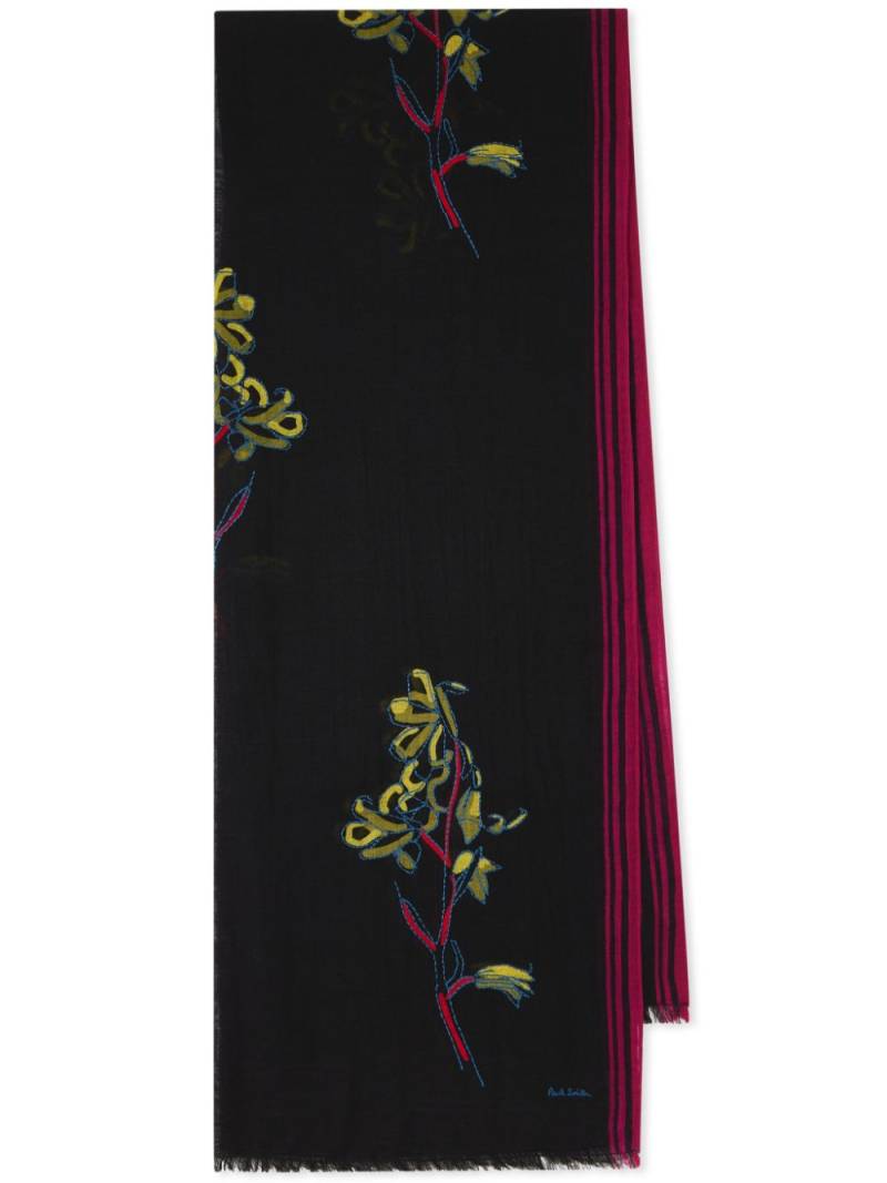 Paul Smith floral-embroidered wool scarf - Black von Paul Smith