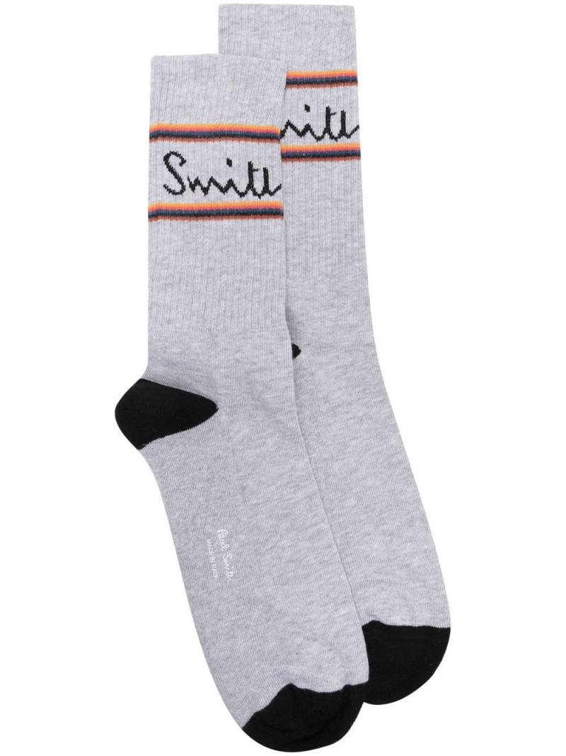 Paul Smith intarsia knit-logo socks - Grey von Paul Smith