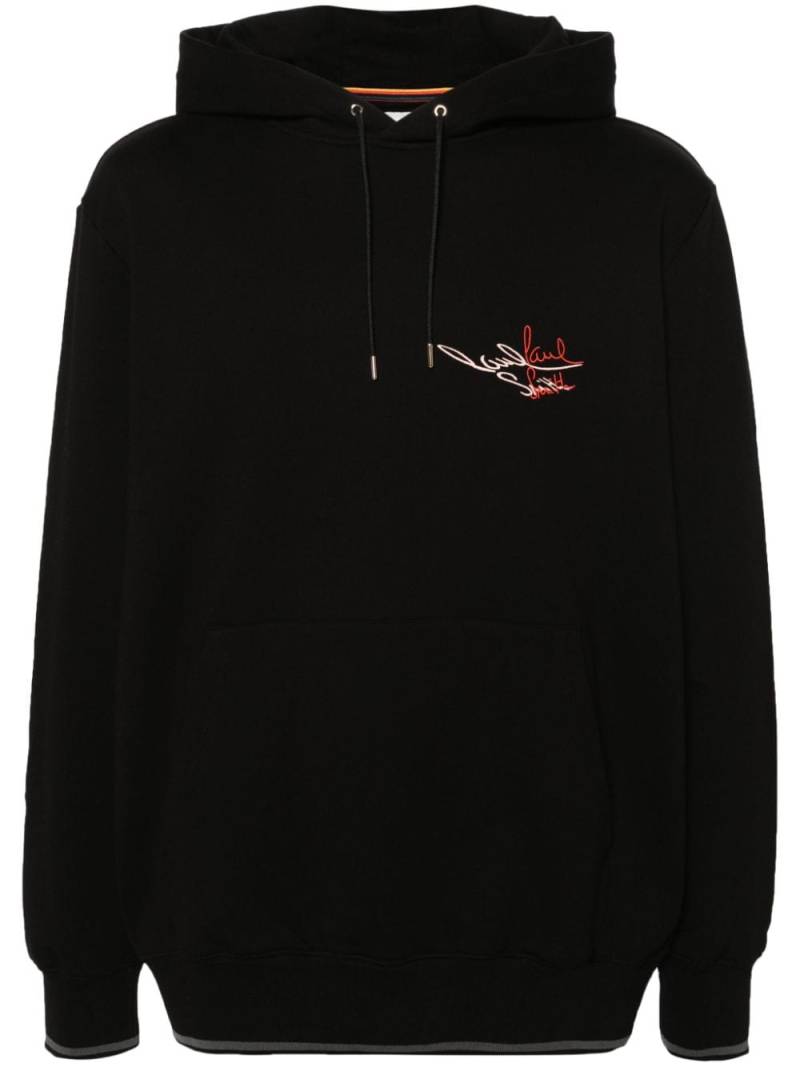 Paul Smith logo-embroidered cotton hoodie - Black von Paul Smith