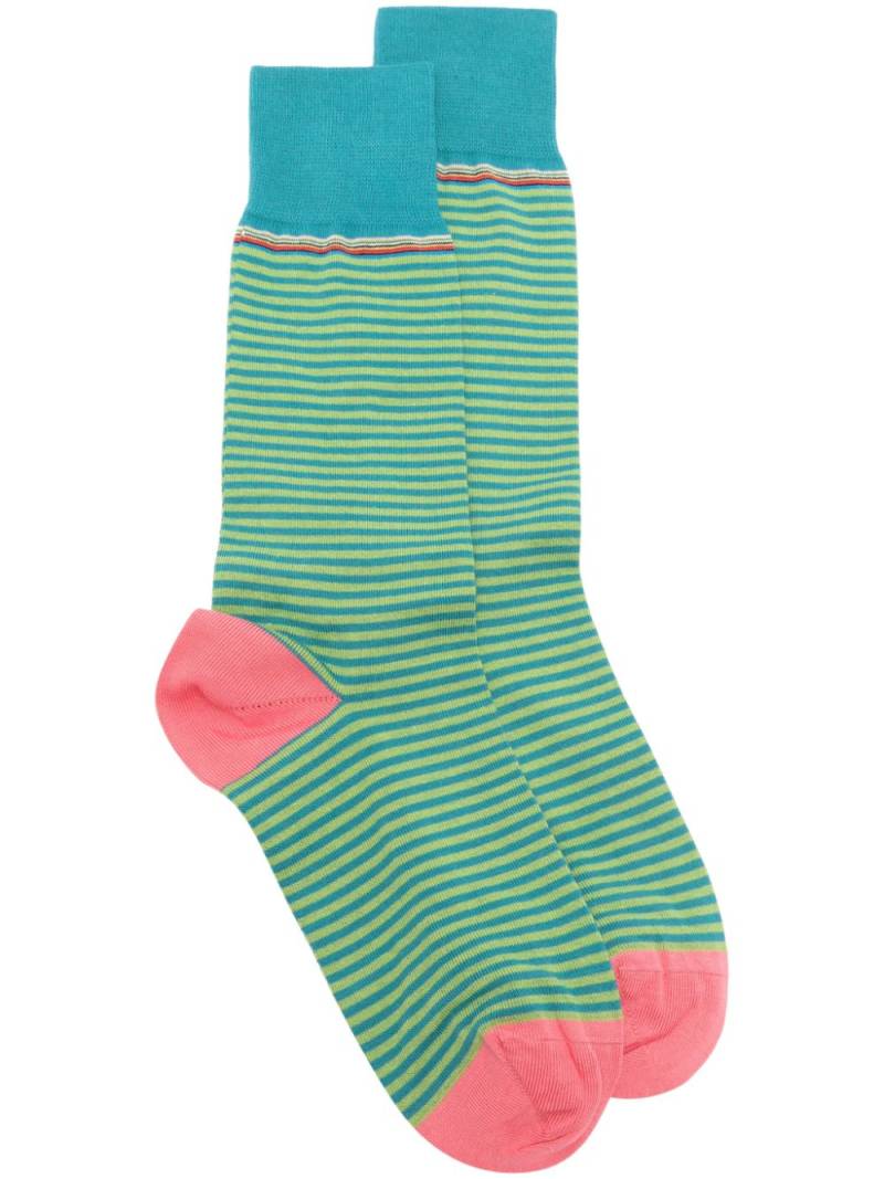 Paul Smith mid calf-lenght striped socks - Green von Paul Smith