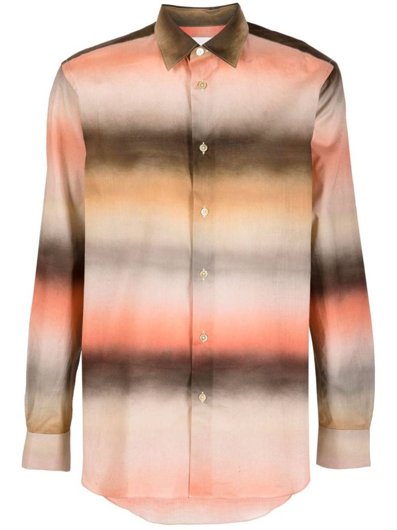 Paul Smith ombré-effect stripe-pattern shirt - Brown von Paul Smith