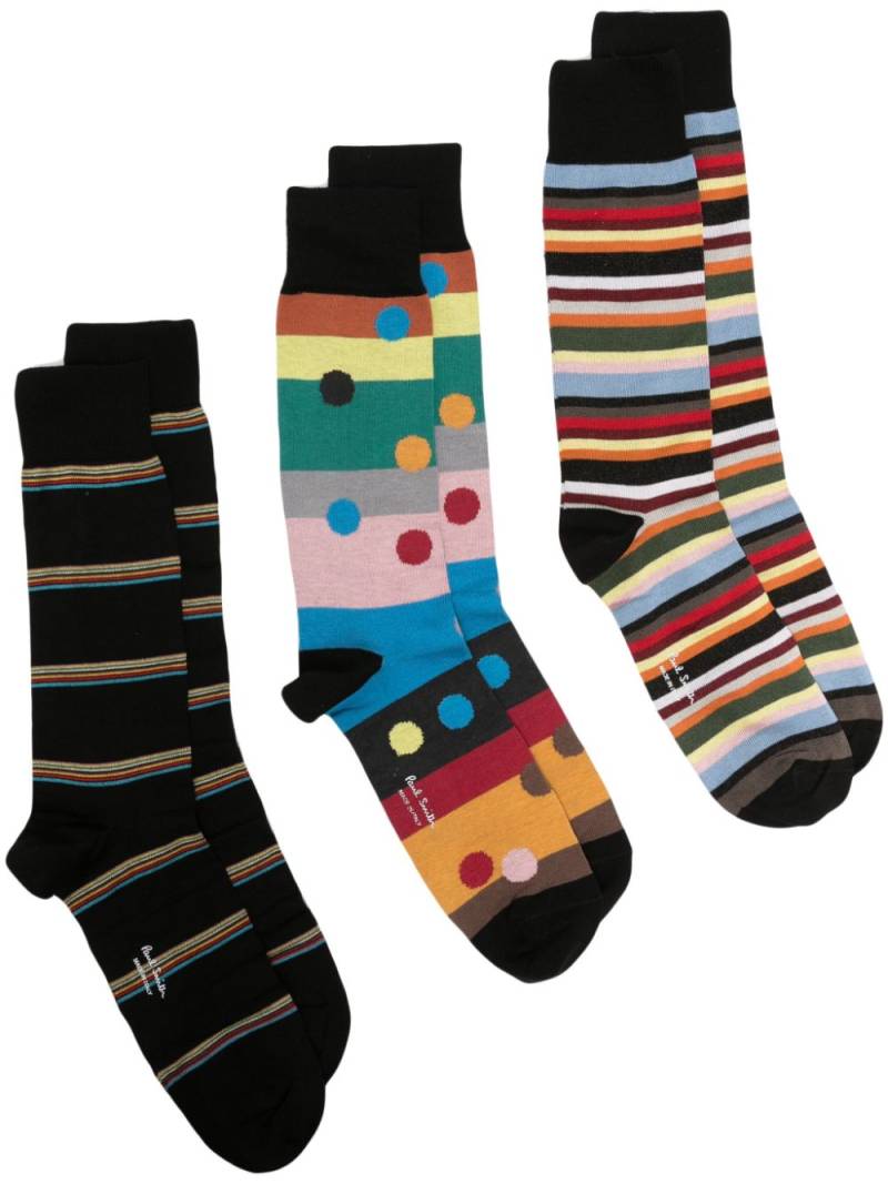 Paul Smith patterned calf-length socks (pack of three) - Black von Paul Smith