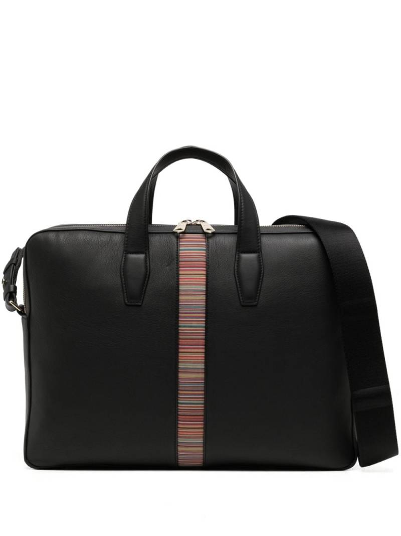 Paul Smith rainbow-stripe leather briefcase - Black von Paul Smith