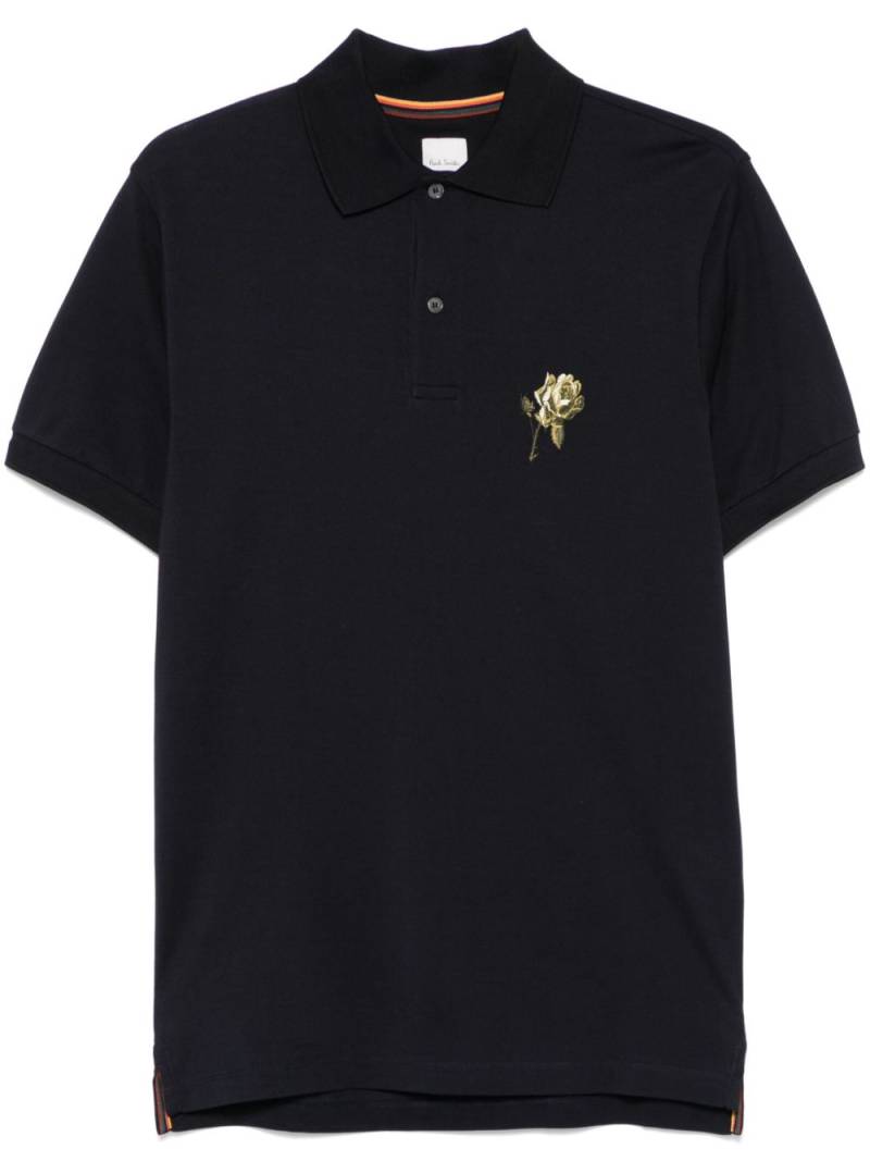 Paul Smith rose-embroidered polo shirt - Blue von Paul Smith