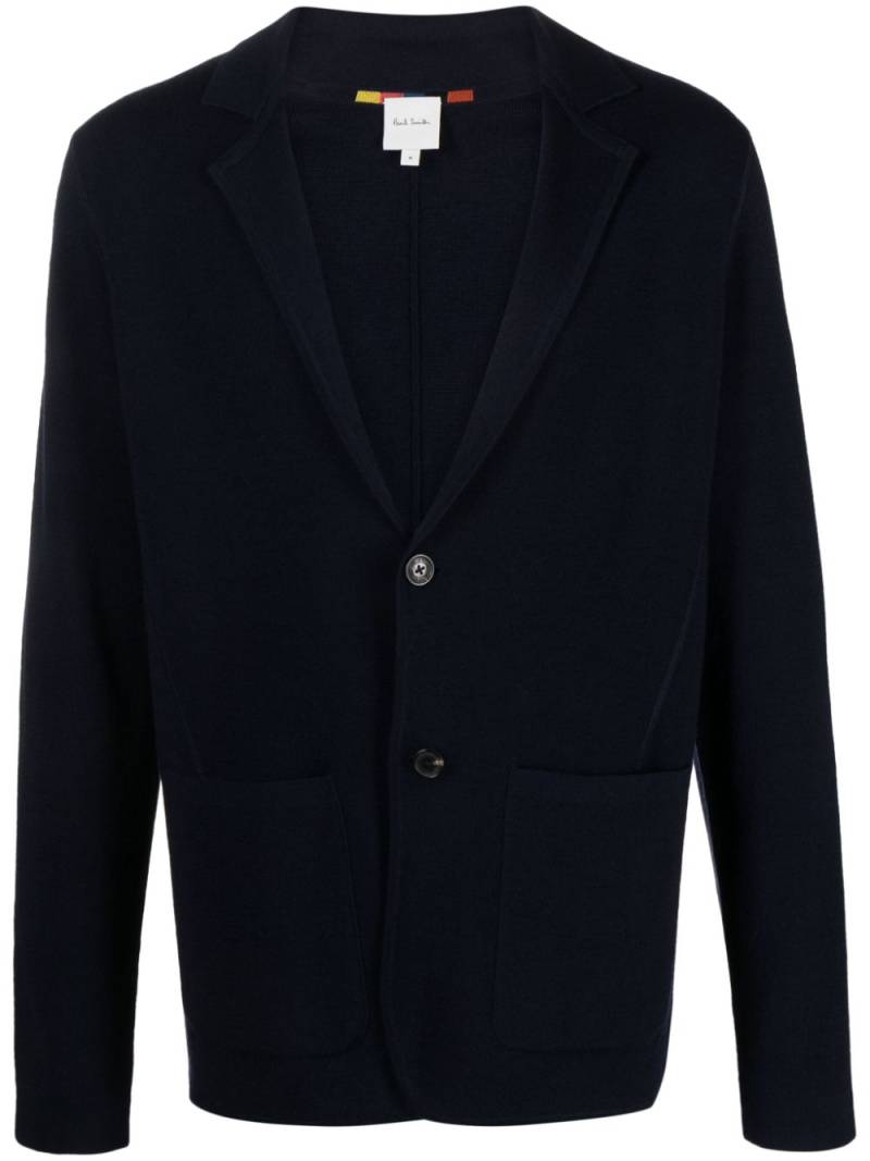 Paul Smith single-breasted merino-wool knitted jacket - Blue von Paul Smith