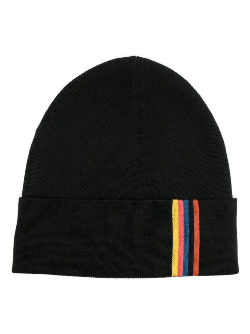 Paul Smith stripe-detail wool beanie - Black von Paul Smith