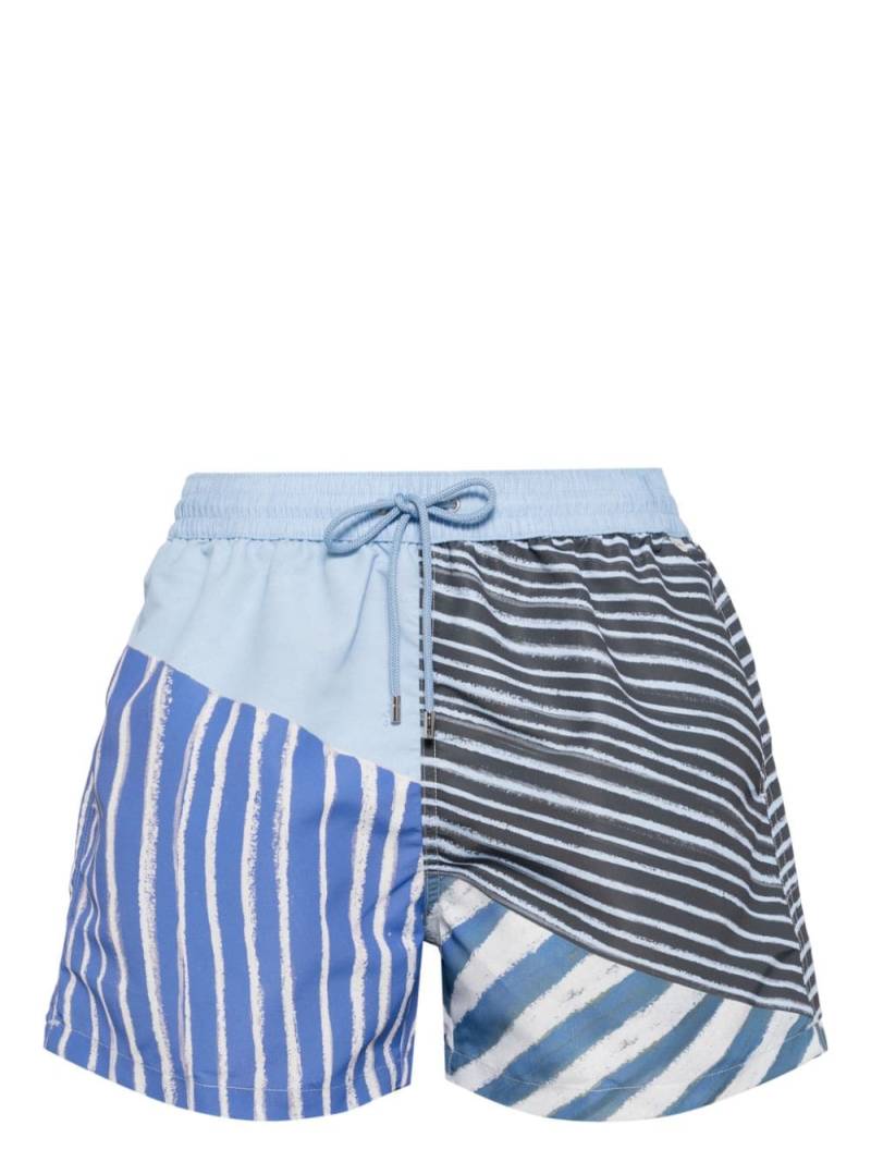 Paul Smith stripe print drawstring swim shorts - Blue von Paul Smith