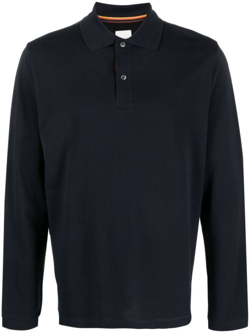 Paul Smith stripe-trim cotton polo shirt - Blue von Paul Smith