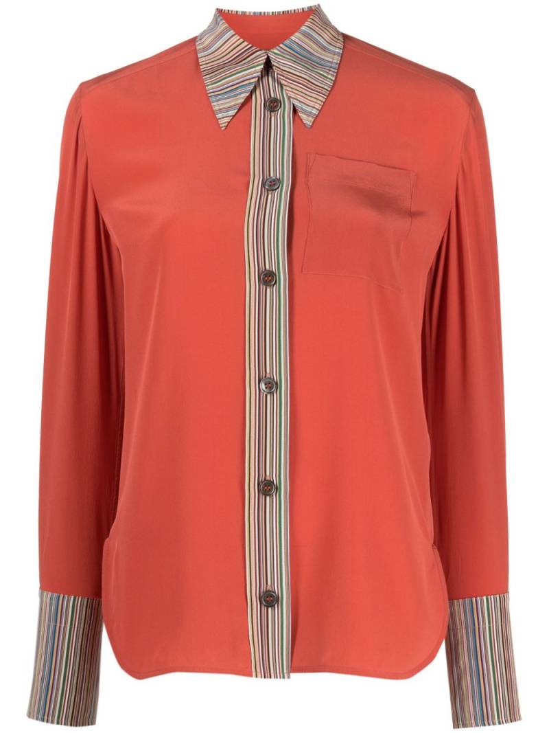 Paul Smith stripe-trim silk shirt - Pink von Paul Smith