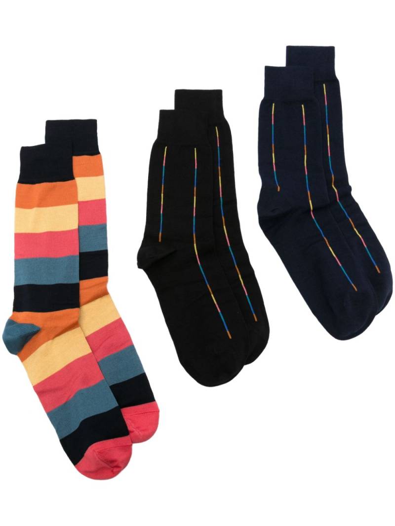 Paul Smith striped crew-socks (pack of three) - Black von Paul Smith