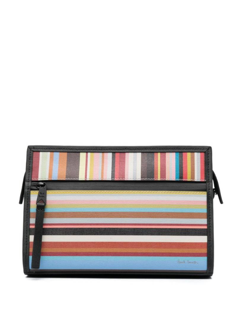 Paul Smith striped leather wash bag - Neutrals von Paul Smith