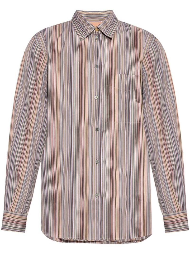 Paul Smith striped long-sleeved cotton shirt - Blue von Paul Smith