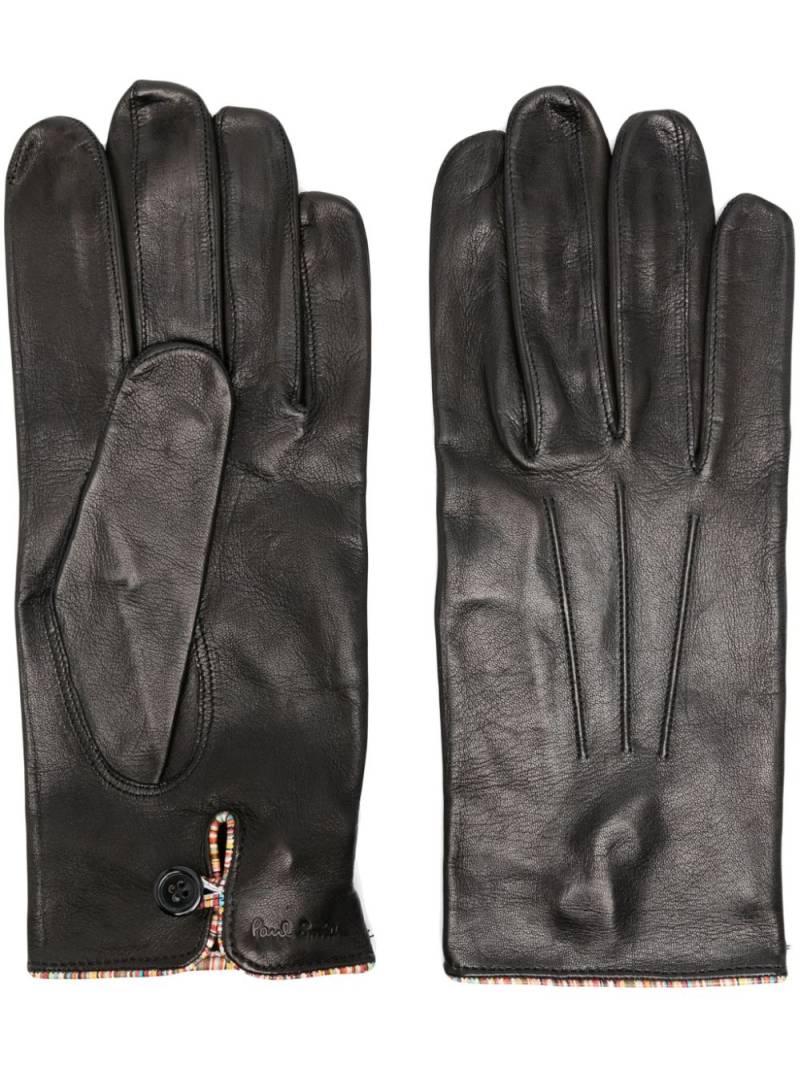 Paul Smith striped trim leather gloves - Black von Paul Smith