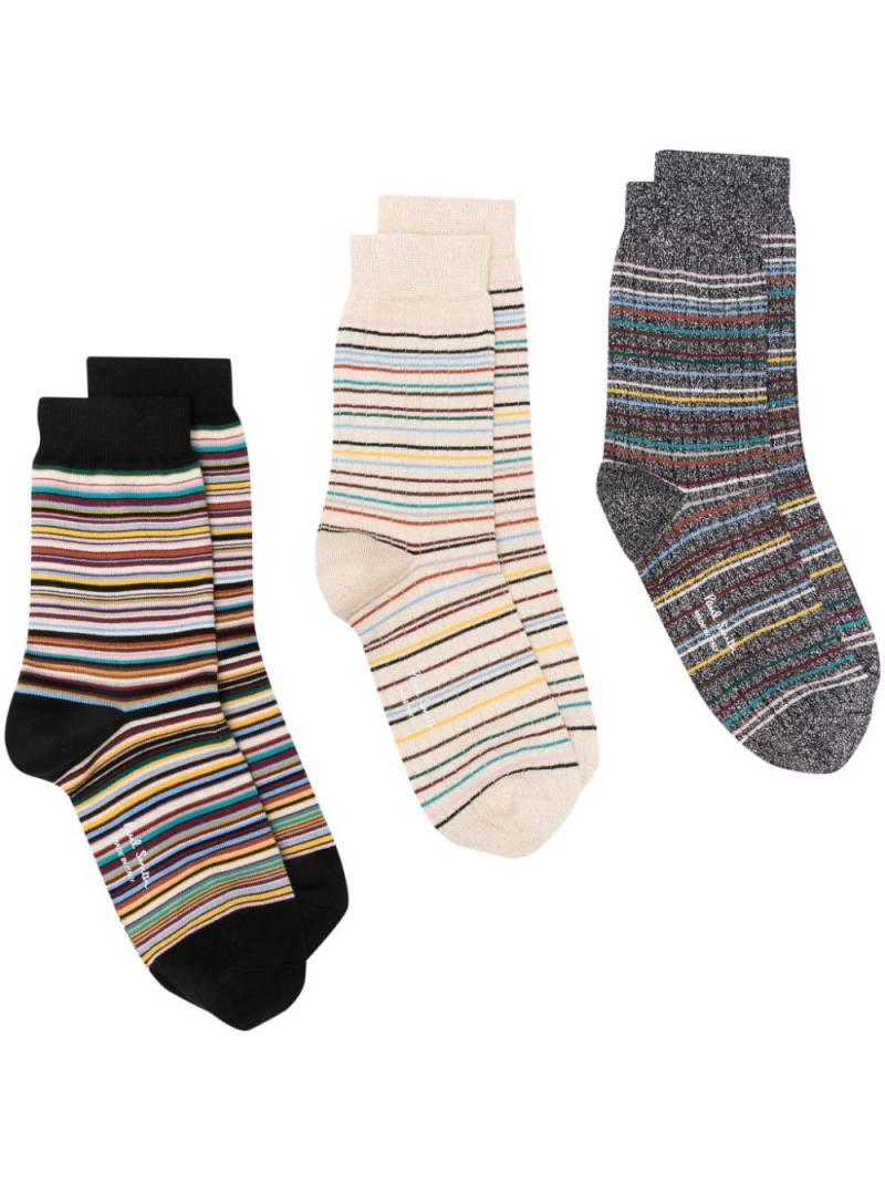 Paul Smith stripped socks (pack of three) - Black von Paul Smith