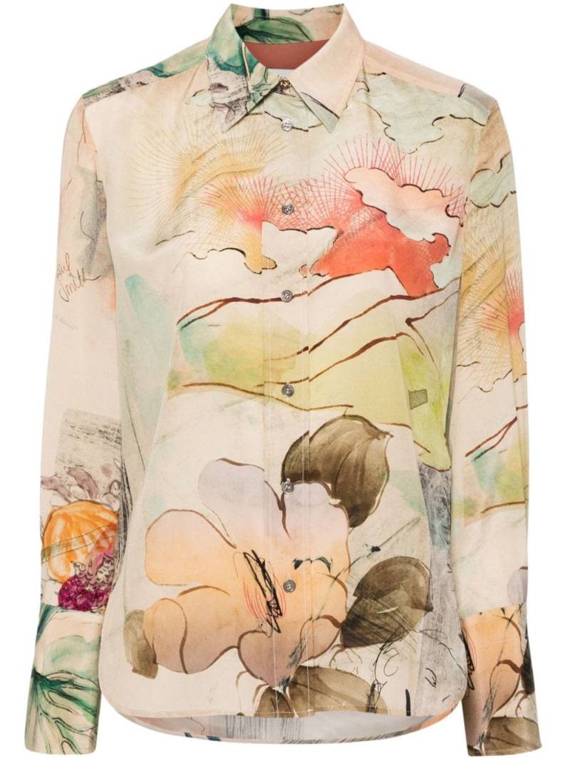 Paul Smith watercolour-print silk shirt - Neutrals von Paul Smith