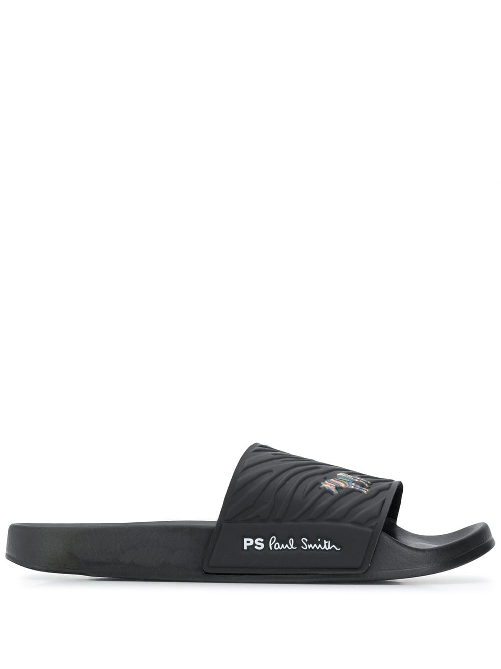 Paul Smith zebra print debossed stripe slides - Black von Paul Smith