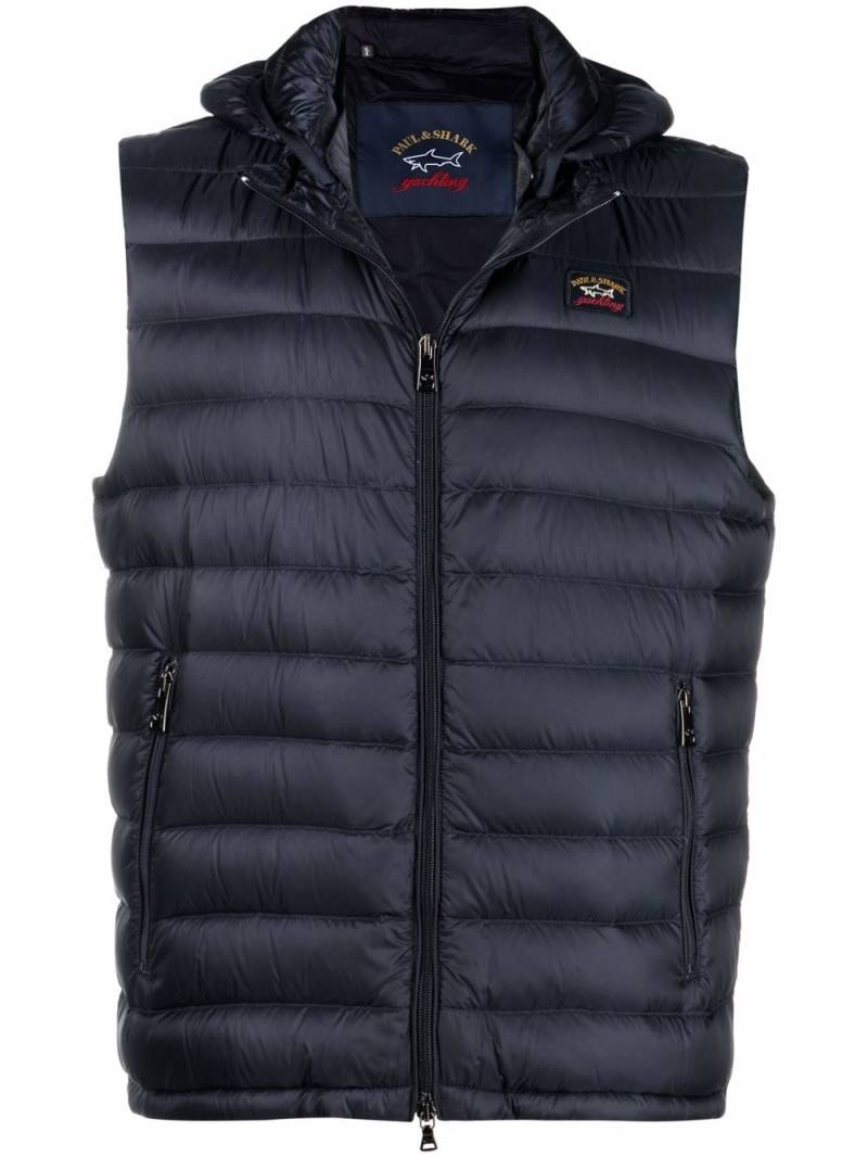 Paul & Shark detachable-hood ultralight vest - Blue von Paul & Shark