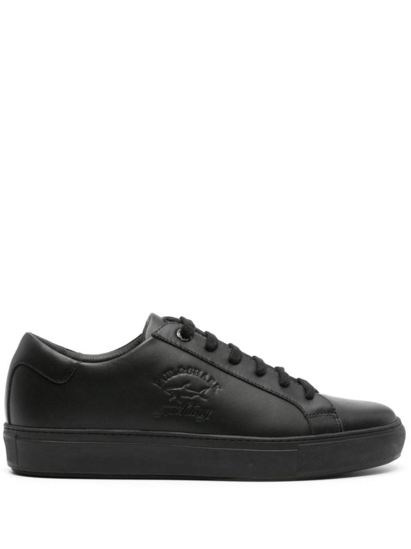 Paul & Shark logo-debossed panelled leather sneakers - Black von Paul & Shark