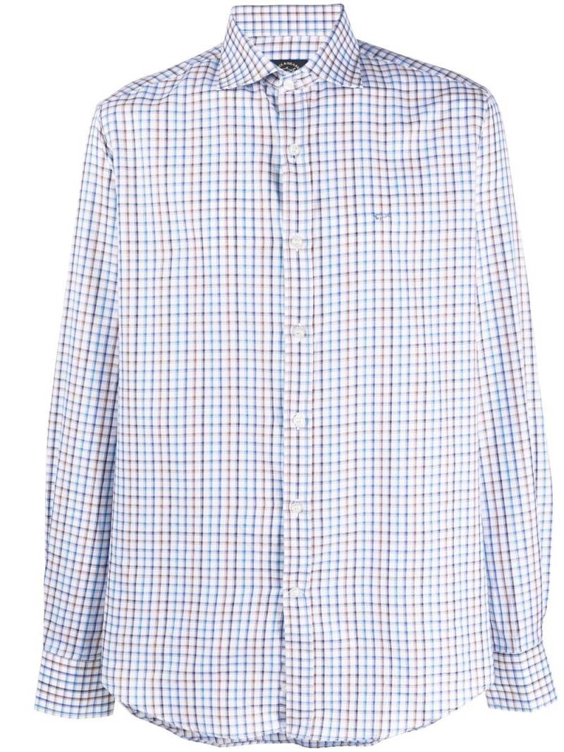 Paul & Shark logo-embroidered checked shirt - Blue von Paul & Shark