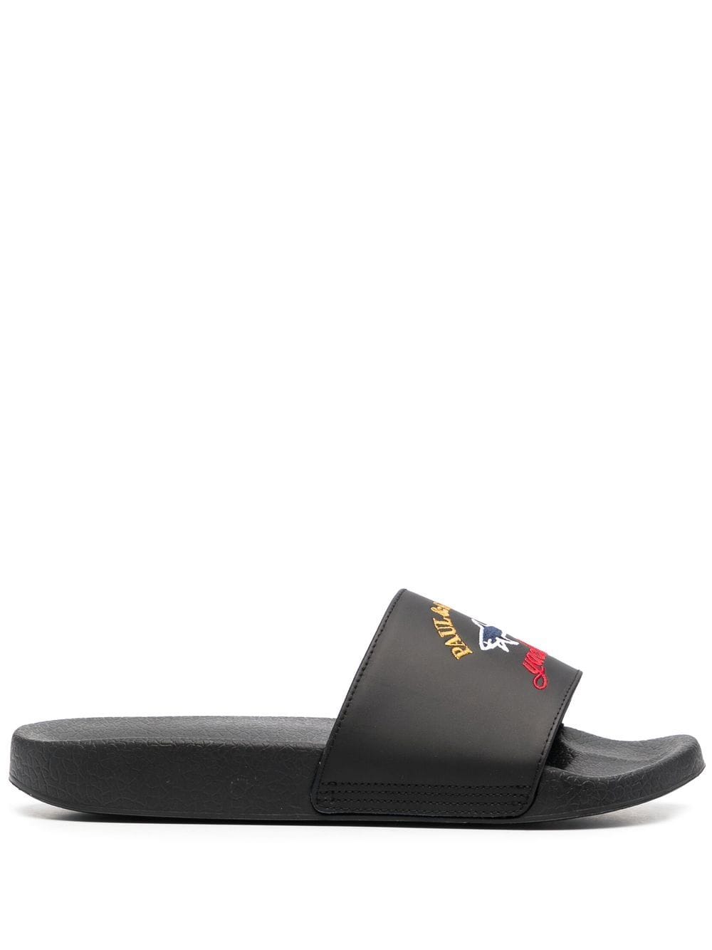 Paul & Shark logo-embroidered leather slides - Black von Paul & Shark