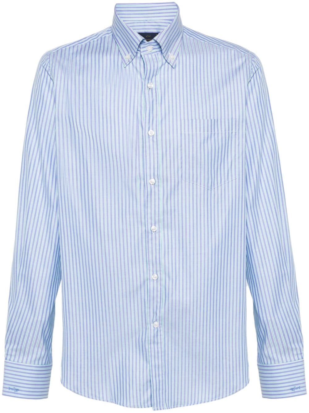 Paul & Shark logo-embroidered striped shirt - Blue von Paul & Shark